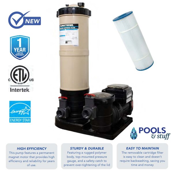 FLOWXTREME® 120-SQ FT Above Ground Cartridge Filter System 
