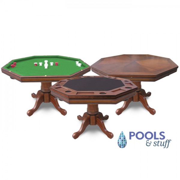 Antique Dark Oak Kingston 3-In-1 Poker Table