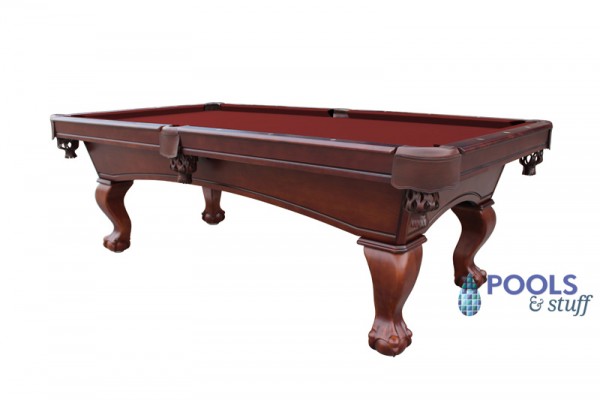 Westport 8' Antique Walnut Slate Pool Table With Burgundy Felt